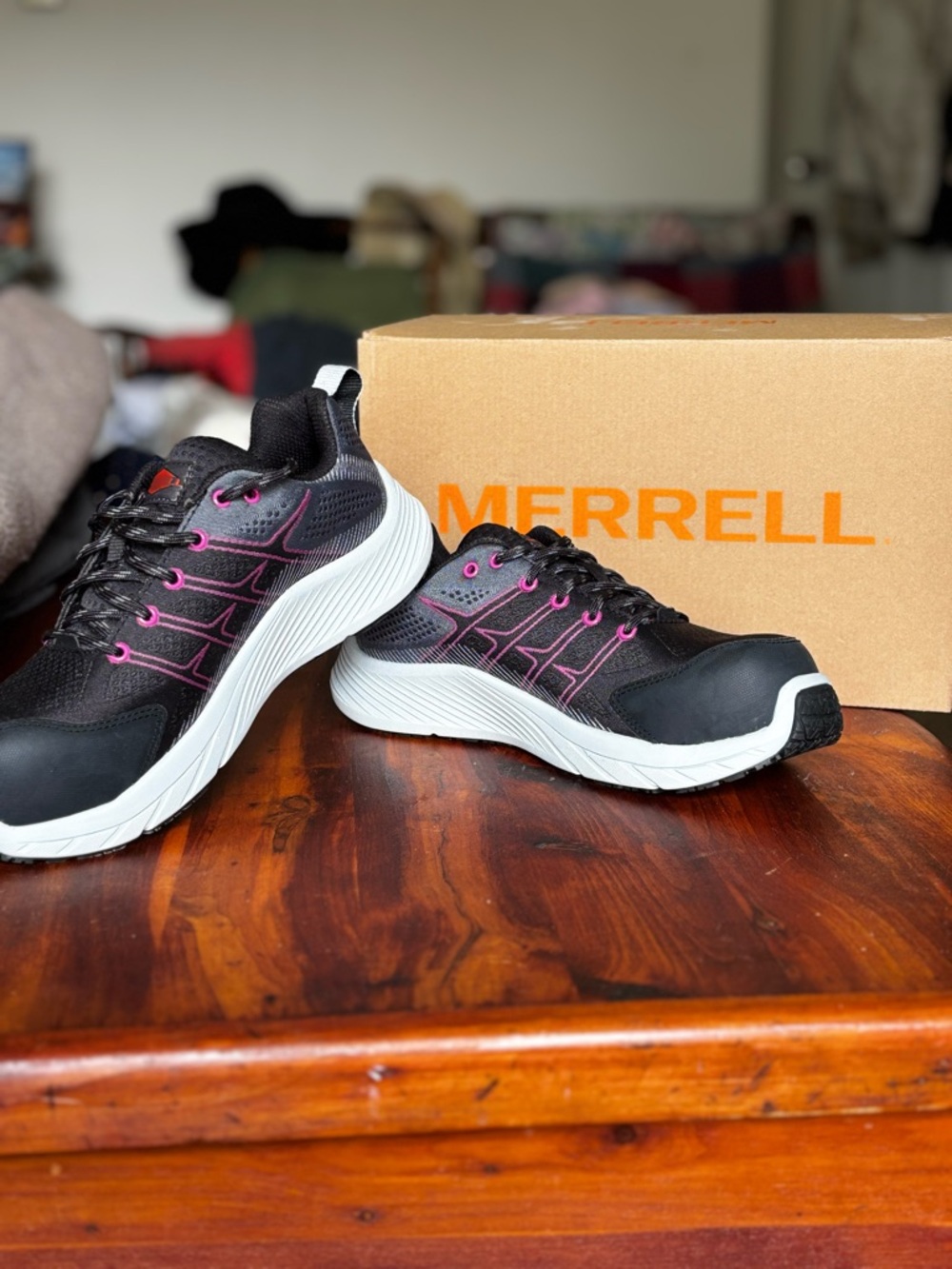 NWOT Merrell Black and Fuchsia Trail Sneakers